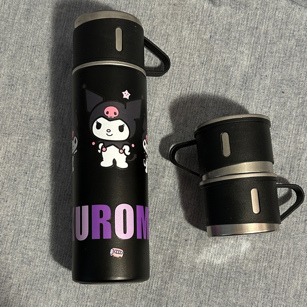 Kuromi Stainless Travel Bottle with Purple Accents